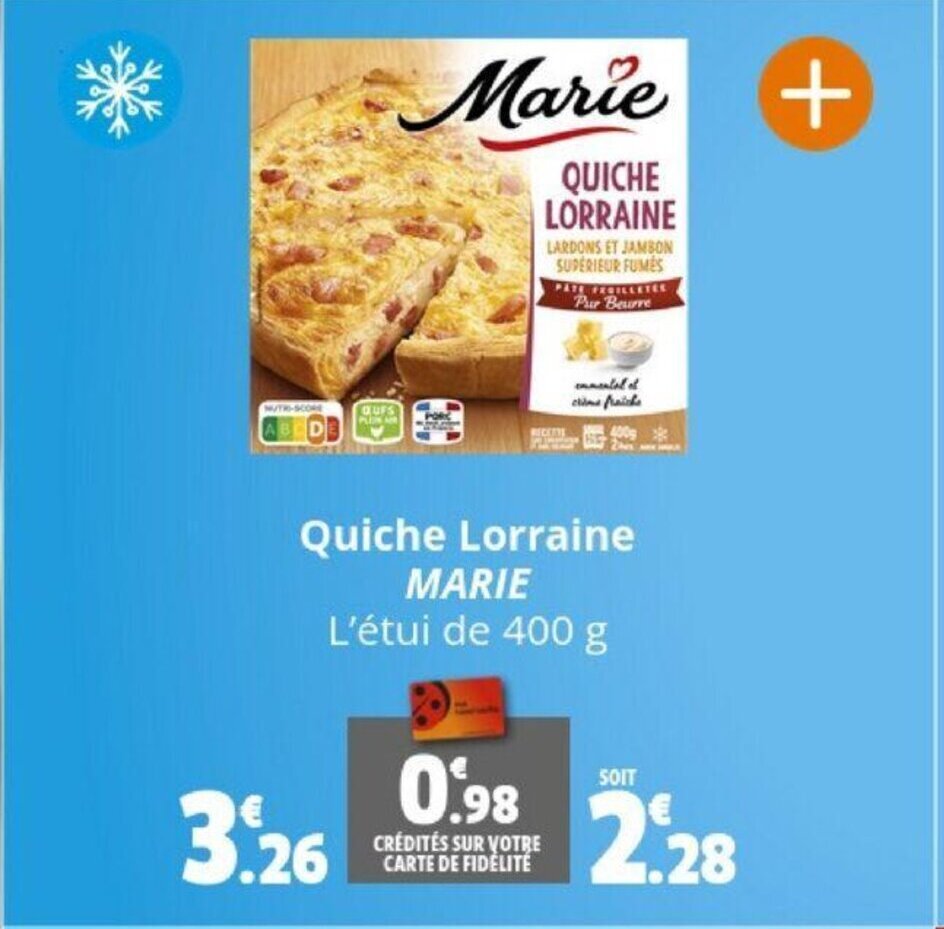 Promo Quiche Lorraine MARIE chez Coccinelle Supermarché
