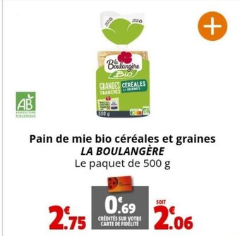 Pain de mie bio céréales et graines LA BOULANGÈRE