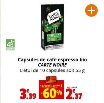 Coccinelle Supermarché Capsules de café espresso bio CARTE NOIRE offre