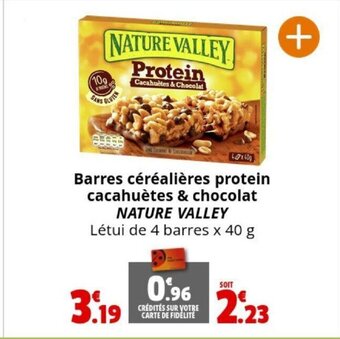 Coccinelle Supermarché Barres céréalières protein cacahuètes & chocolat NATURE VALLEY offre