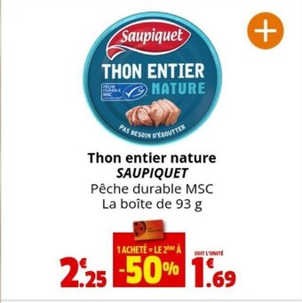 Coccinelle Supermarché Thon entier nature SAUPIQUET offre
