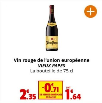 Coccinelle Supermarché Vin rouge de l'union européenne VIEUX PAPES offre