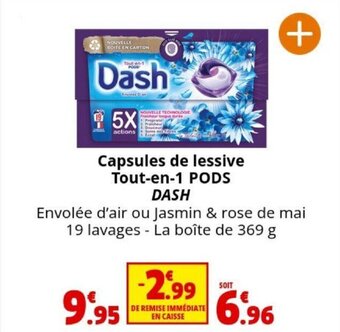 Coccinelle Supermarché Capsules de lessive Tout-en-1 PODS DASH offre