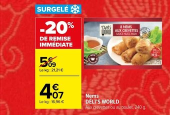 Carrefour Market Nems DÉLI'S WORLD offre