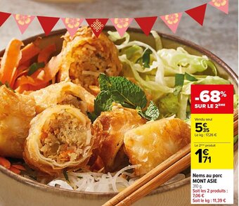 Carrefour Market Nems au porc MONT ASIE offre