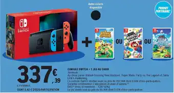 E.Leclerc Console Switch + 1 Jeu au Choix offre