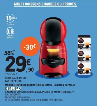 E.Leclerc Machine expresso Nescafé dolce Gusto Réd YY4580FD offre