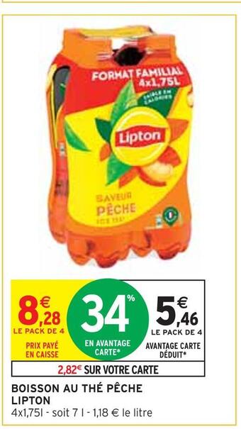 Intermarché Lipton boisson au thé pêche offre