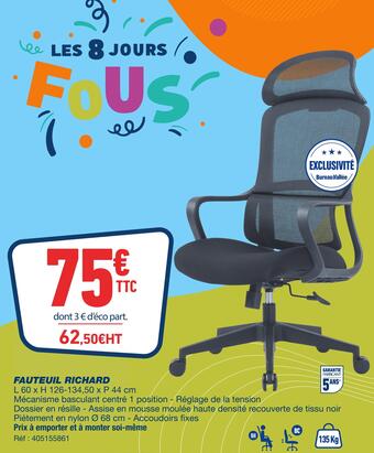Bureau Vallée Fauteuil richard offre
