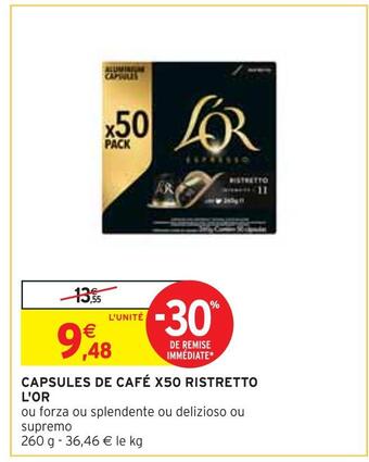 Intermarché L'or capsules de café x50 ristretto offre