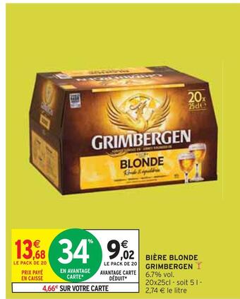 Intermarché Grimbergen bière blonde offre