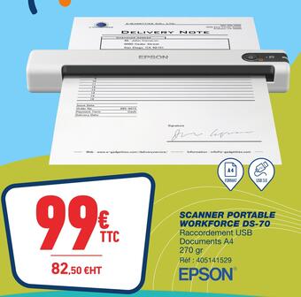Bureau Vallée Epson scanner portable workforce ds-70 offre