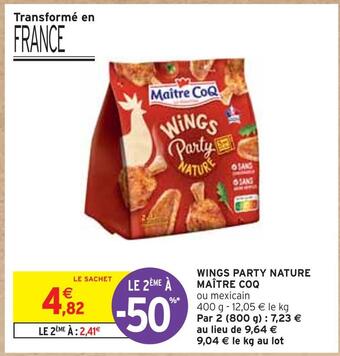 Intermarché Maître coq wings party nature offre