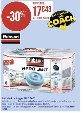 Rubson pack de 4 recharges aero 360°