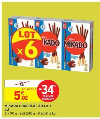 Intermarché Lu mikado chocolat au lait offre