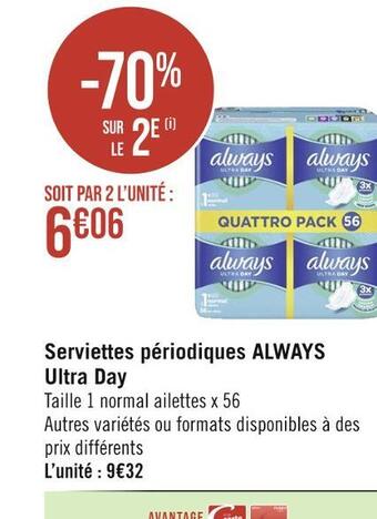 Casino Hyperfrais Always serviettes périodiques ultra day offre