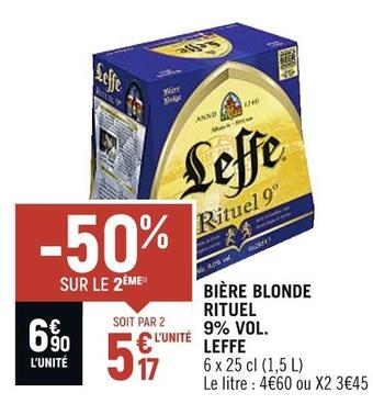 Spar Leffe rituel bière blonde 9% vol offre