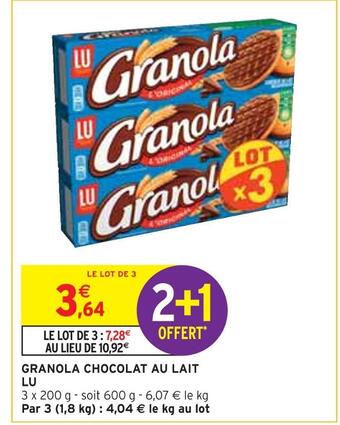 Intermarché Lu granola chocolat au lait offre
