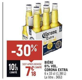 Spar Corona extra bière 6% vol offre