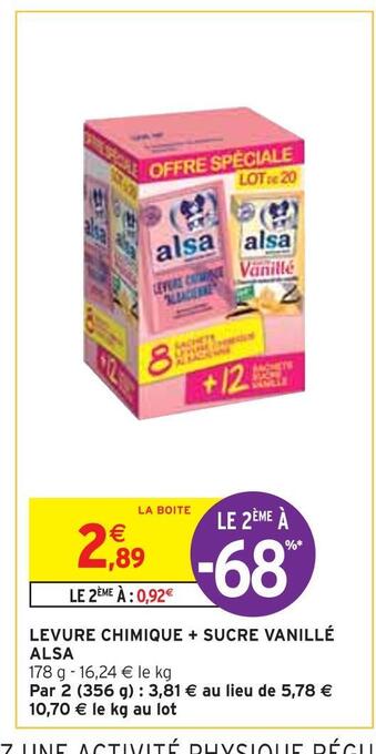 Intermarché Alsa levure chimique + sucre vanillé offre