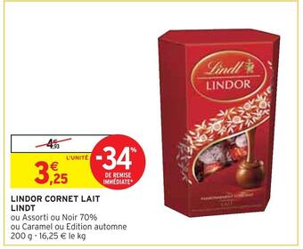 Intermarché Lindt lindor cornet lait offre
