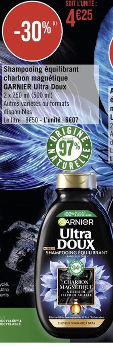 Casino Hyperfrais Garnier shampooing équilibrant charbon magnétique ultra doux offre