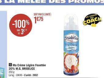 Casino Hyperfrais Bridelice ma crème légère fouettée 20% m.g offre