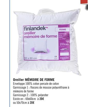 Casino Hyperfrais Finlandek oreiller mémoire de forme offre
