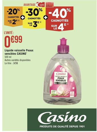 Casino Hyperfrais Casino liquide vaisselle peaux sensibles offre