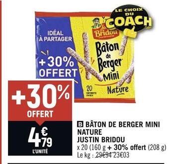 Spar Justin bridou bâton de berger mini nature offre