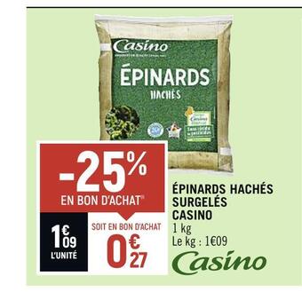 Spar Casino épinards hachés surgelés offre