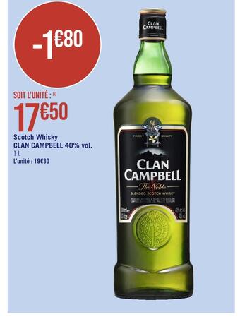 Casino Hyperfrais Clan campbell scotch whisky 40% vol offre