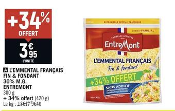 Spar Entremont l’emmental français fin & fondant 30% m.g offre
