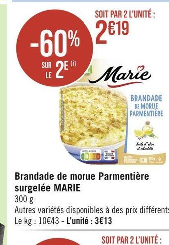 Casino Hyperfrais Marie brandade de morue parmentière surgelée offre
