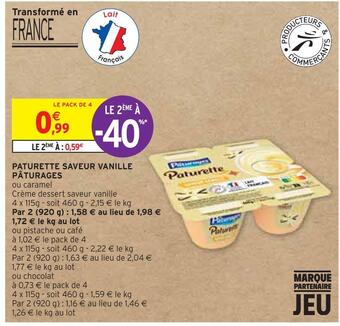 Intermarché Pâturages paturette saveur vanille offre