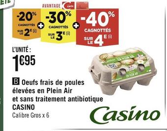 Casino Hyperfrais Casino oeufs frais de poules élevées en plein air et sans traitement antibiotique offre