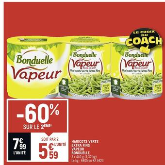 Spar Bonduelle haricots verts extra fins vapeur offre