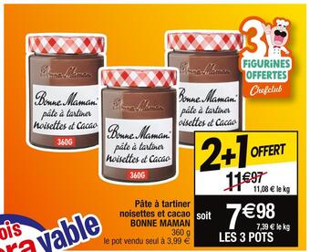 Cora x Carrefour Bonne maman pâte à tartiner noisettes et cacao offre
