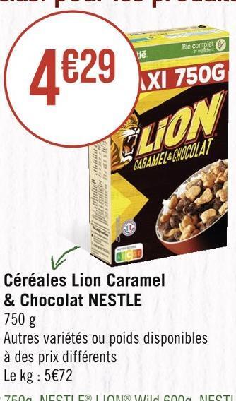 Casino Hyperfrais Nestle céréales lion caramel & chocolat offre