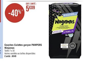 Casino Hyperfrais Pampers couches culottes garçon ninjamas offre