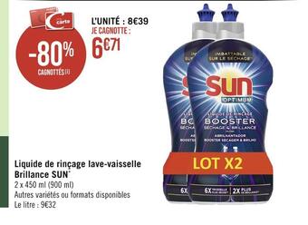 Sun liquide de rinçage lave-vaisselle brillance