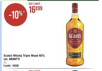 Casino Hyperfrais Grant’s scotch whisky triple wood 40% vol offre