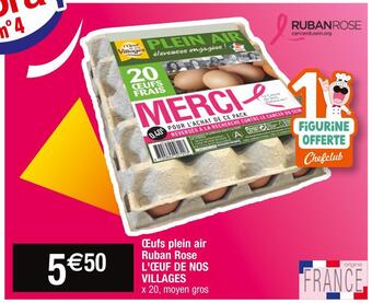 Cora x Carrefour L'œuf de nos villages œufs plein air ruban rose offre