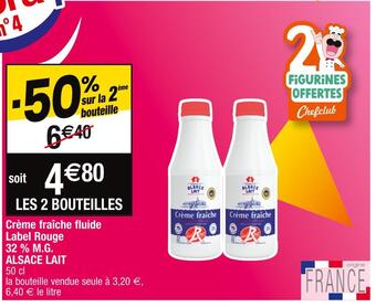 Cora Alsace lait crème fraîche fluide label rouge 32 % m.g offre
