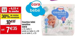 Cora Cora couches bébé sensitive offre