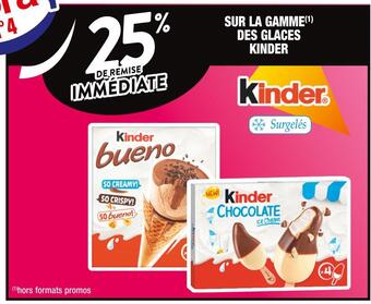 Cora Kinder 25% de remise immédiate sur la gamme des glaces kinder offre