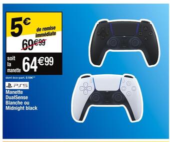 Cora x Carrefour Ps5 manette dualsense blanche ou midnight black offre