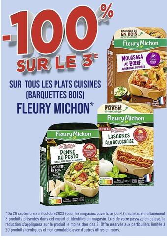 Casino Supermarchés Fleury michon -100% sur le 3e sur tous les plats cuisines (barquettes bois) fleury michon offre