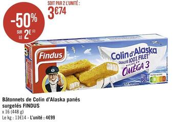 Findus bâtonnets de colin d’alaska panés surgelés