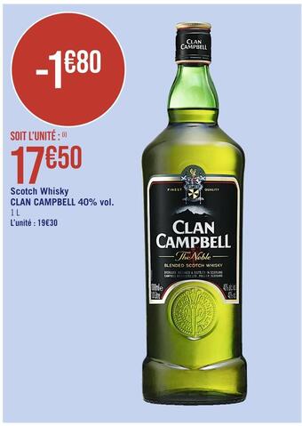 Casino Supermarchés Clan campbell scotch whisky 40% vol offre
